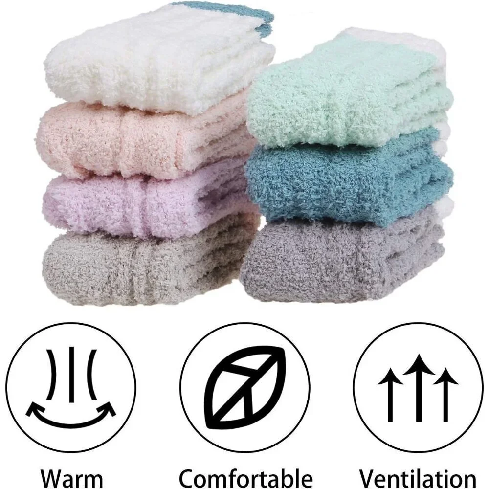 Women's Blue Winter Fuzzy Socks Cozy Fluffy Sock Warm Fuzzy Christmas Socks
